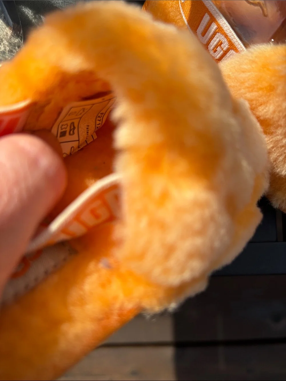 UGG Kids Orange Fuzzy Slide Sandals